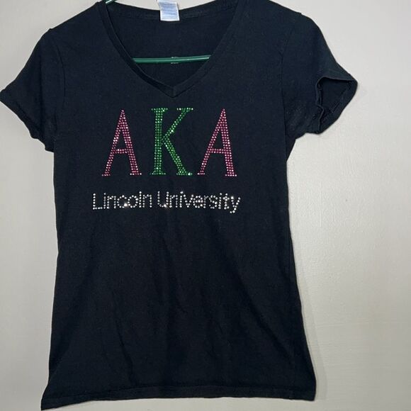 Alpha Kappa Alpha Lincoln University short sleeve sequin top - Picture 2 of 5